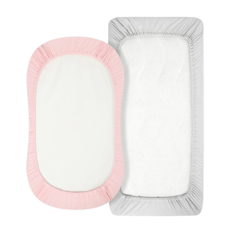 2xBaby Fitted Crib Sheets Mattress Protector Cover Sheet Protectors Infant Toddlers Boys Girls Bedding Accessories Set 1560