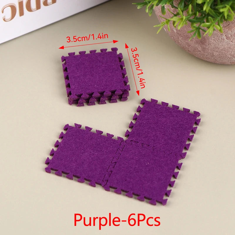 1:12 Dollhouse Miniature DIY Jigsaw Plush Shaggy Carpet Baby Puzzles Playmat Floor Area Rug Playing Mat for Doll House Decor