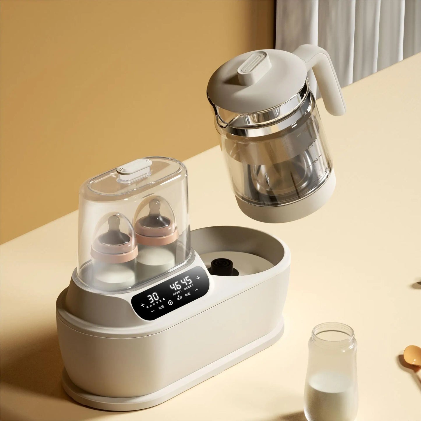 2022 New electric milk glass kettle custom portable warmer bottle steam steriliser and baby food heater in india