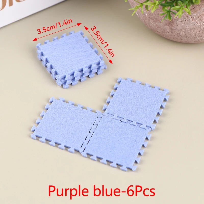 1:12 Dollhouse Miniature DIY Jigsaw Plush Shaggy Carpet Baby Puzzles Playmat Floor Area Rug Playing Mat for Doll House Decor