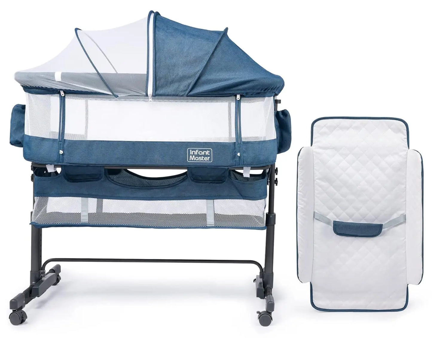 3 in 1 Baby Bassinet, Upgraded Beside Crib with 360° Highly Visible Mesh wall, Comfy Co-sleeper Bassinet with mattress