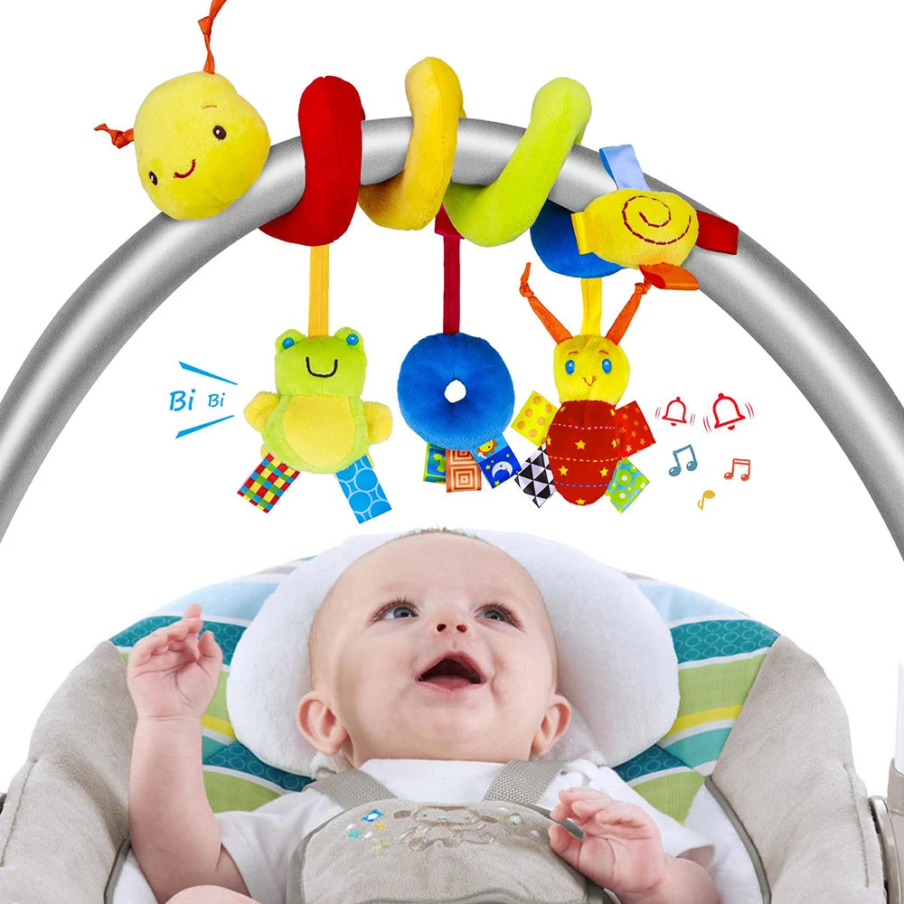 Activity Spiral Plush Hanging Baby Car Seat Toy Wrap Around Pram Pushchair Stroller Sensory Early Education Toy for Toddler Gift