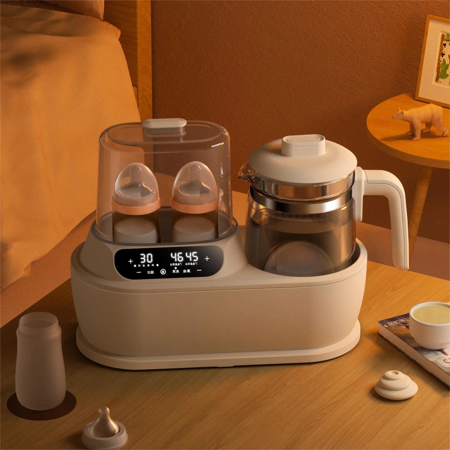 2022 New electric milk glass kettle custom portable warmer bottle steam steriliser and baby food heater in india