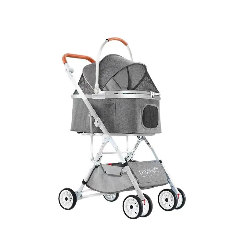 Wholesale Bndc Foldable Stroller baby luxury Baby Separated Basket travel stroller Dog stroller small dog Mobile hot Dog cart