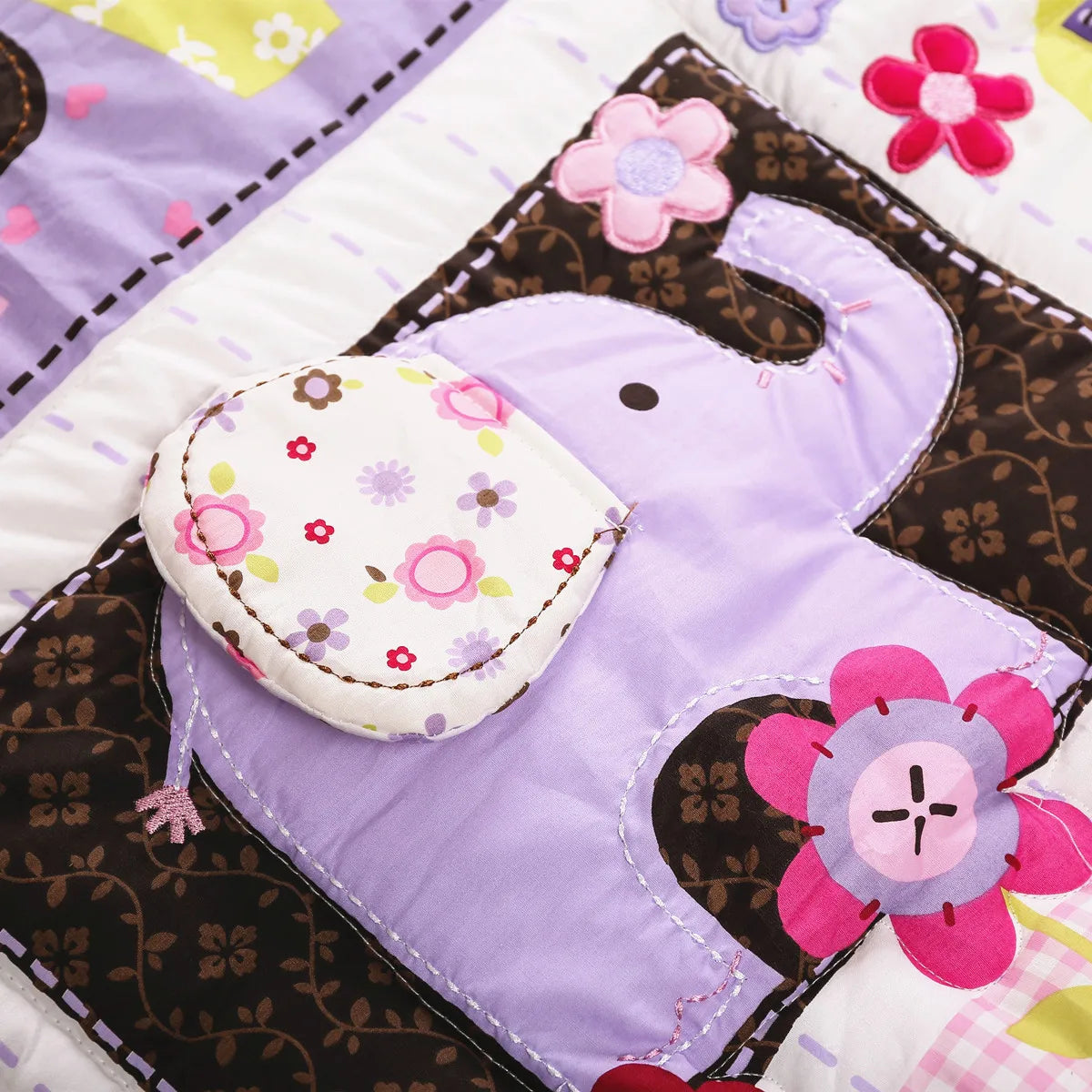 3Pcs Purple Skin-friendly Cotton Crib Fitted Sheet Baby Bedding Set Toddler Bedding Set (Baby Comforter Fitted Sheet Crib Skirt)