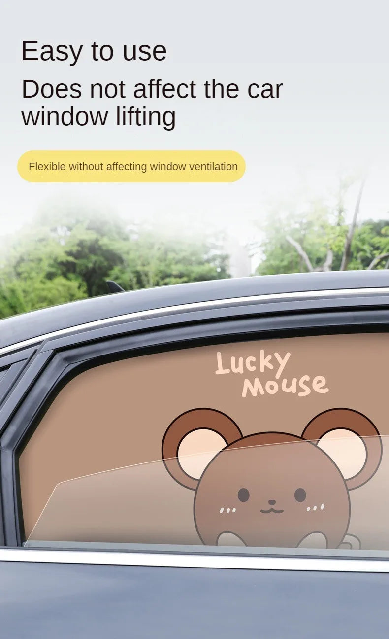 Car Cartoon Cute Animal Magnet Parasol Side Window Sunshades Windshield Sunshade Auto Window Sunshade Cover for Children Baby