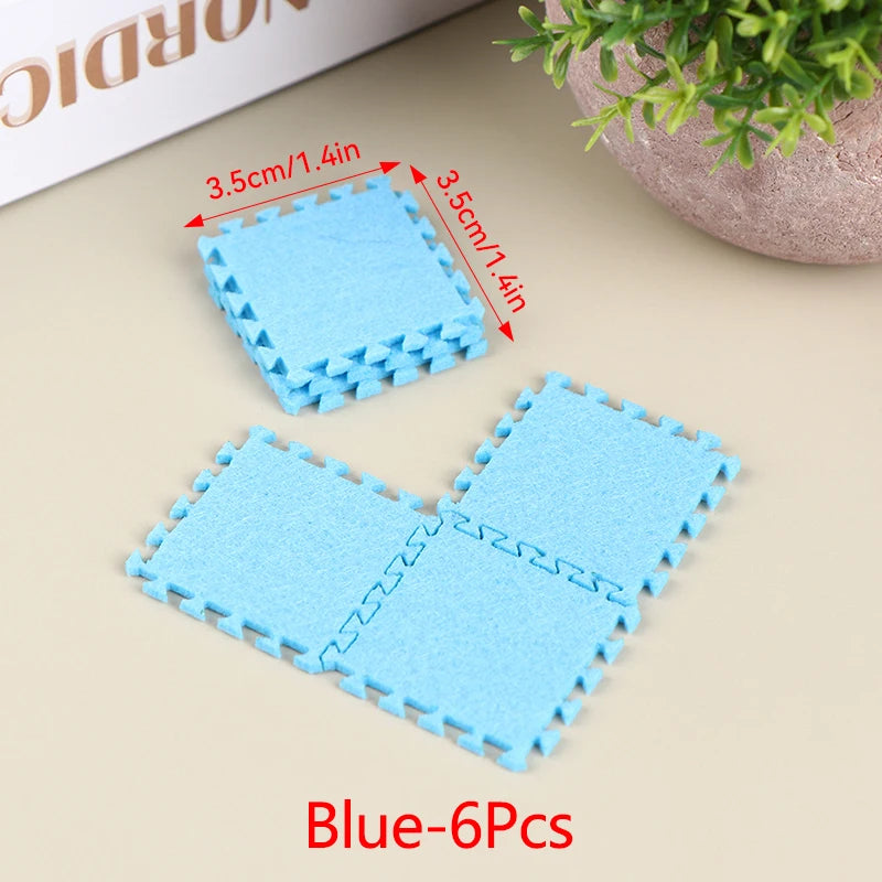 1:12 Dollhouse Miniature DIY Jigsaw Plush Shaggy Carpet Baby Puzzles Playmat Floor Area Rug Playing Mat for Doll House Decor