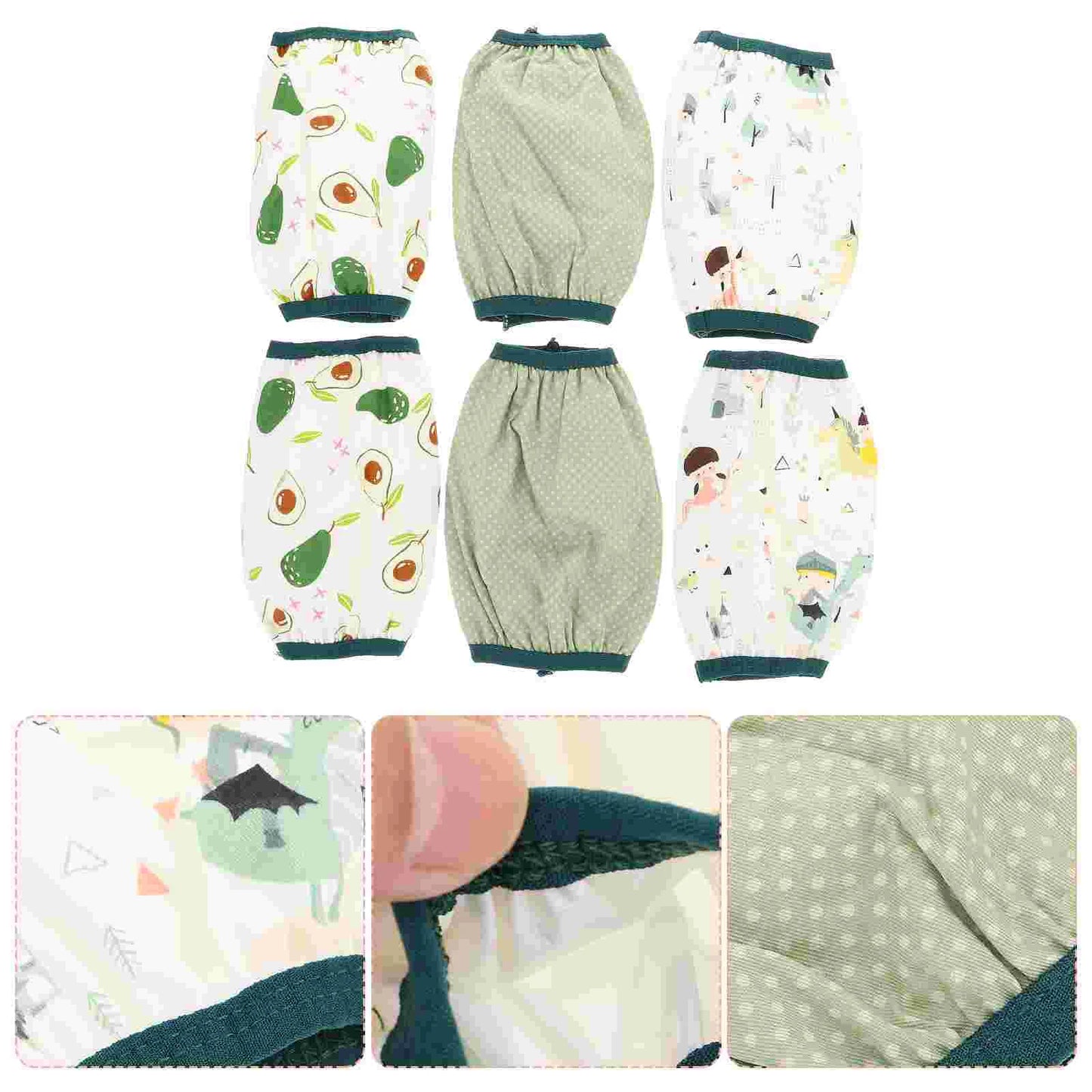 3 Pairs Sleeve Waterproof Oversleeves Long Cartoon Weaning Protector Arm Baby Cotton