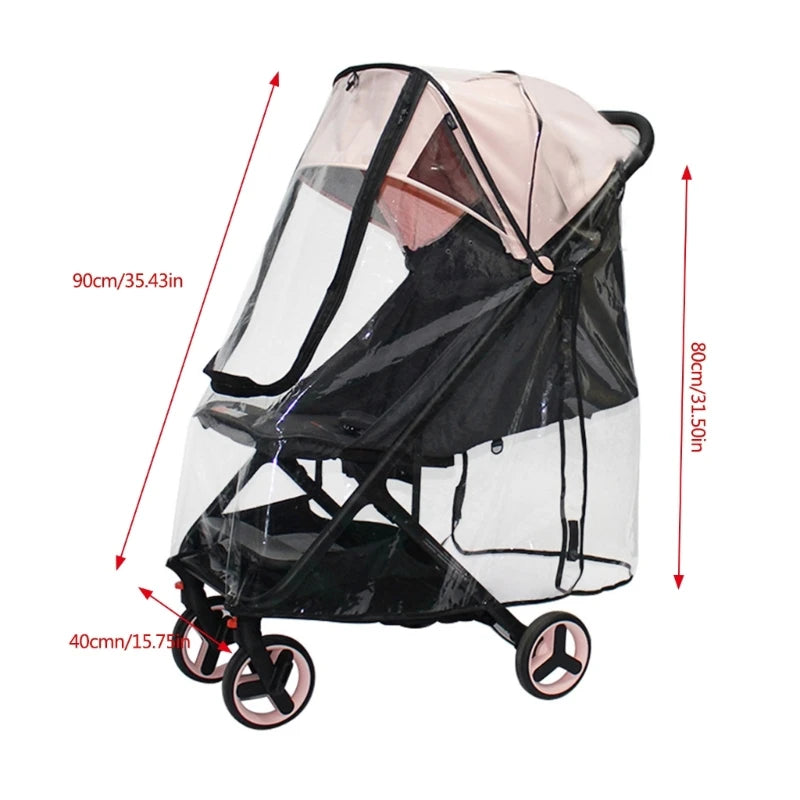 Transparent Baby Strollers Rain Cover Weather Proof & Portable Protective Sleeve 40JC