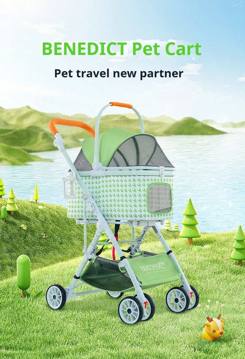 Wholesale Bndc Foldable Stroller baby luxury Baby Separated Basket travel stroller Dog stroller small dog Mobile hot Dog cart