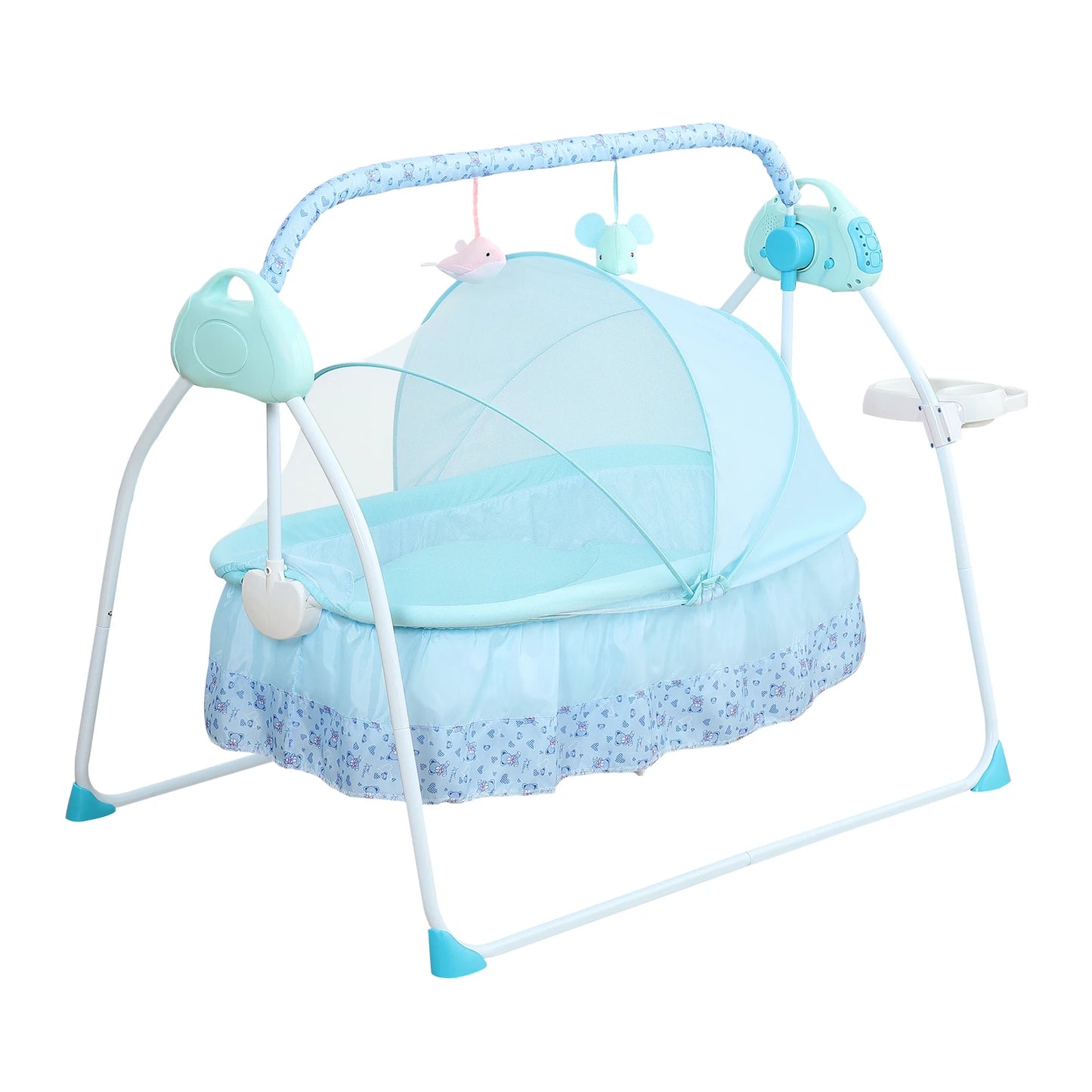 0-18 months Electric Kid Baby Crib Cradle Infant Rocker Auto-Swing Sleeper Bed Cot Bluetooth Blue 25kg