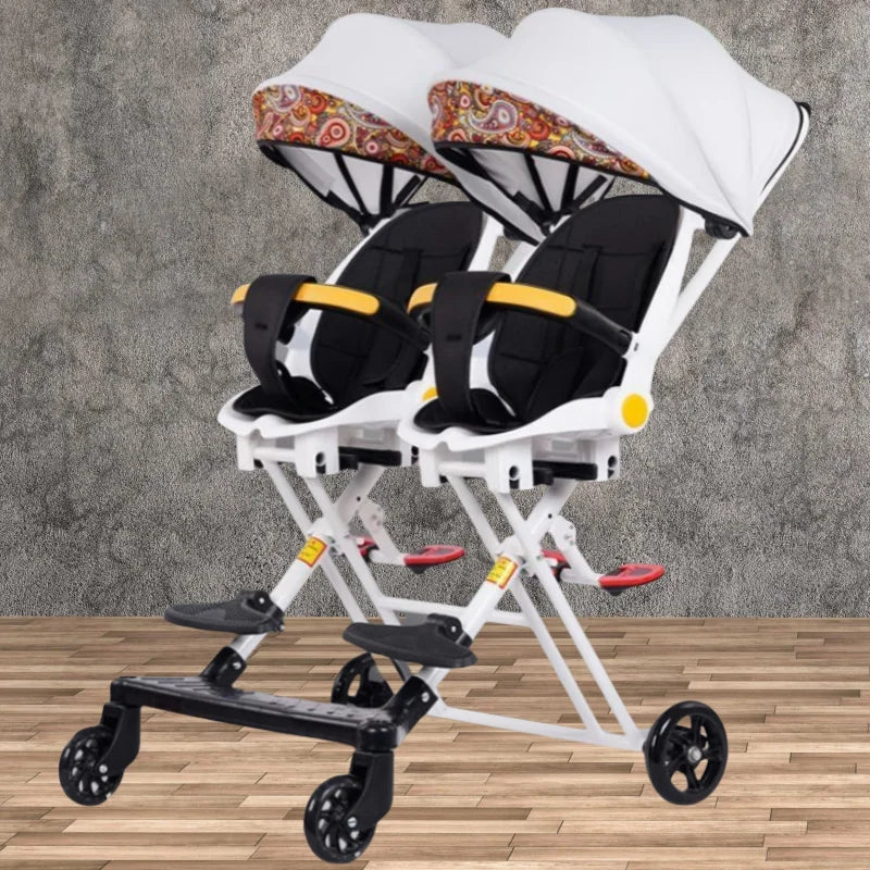 Foldable Baby Stroller For Twins Double Seat 0-5 Years Old Push Chair Baby Stroller Twin Strollers