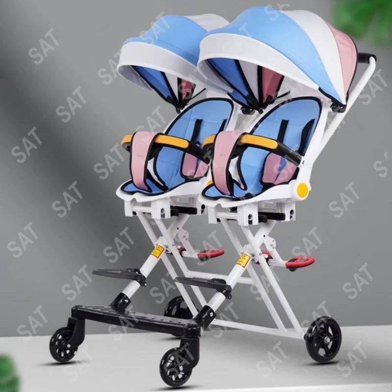 Foldable Baby Stroller For Twins Double Seat 0-5 Years Old Push Chair Baby Stroller Twin Strollers