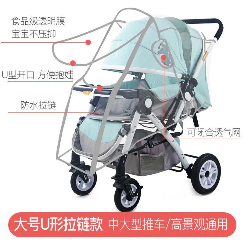 Hot Sale Baby Carriage Rain Cover Universal Stroller Windproof Rainproof Protective Cover Baby Umbrella Car Breathable Poncho