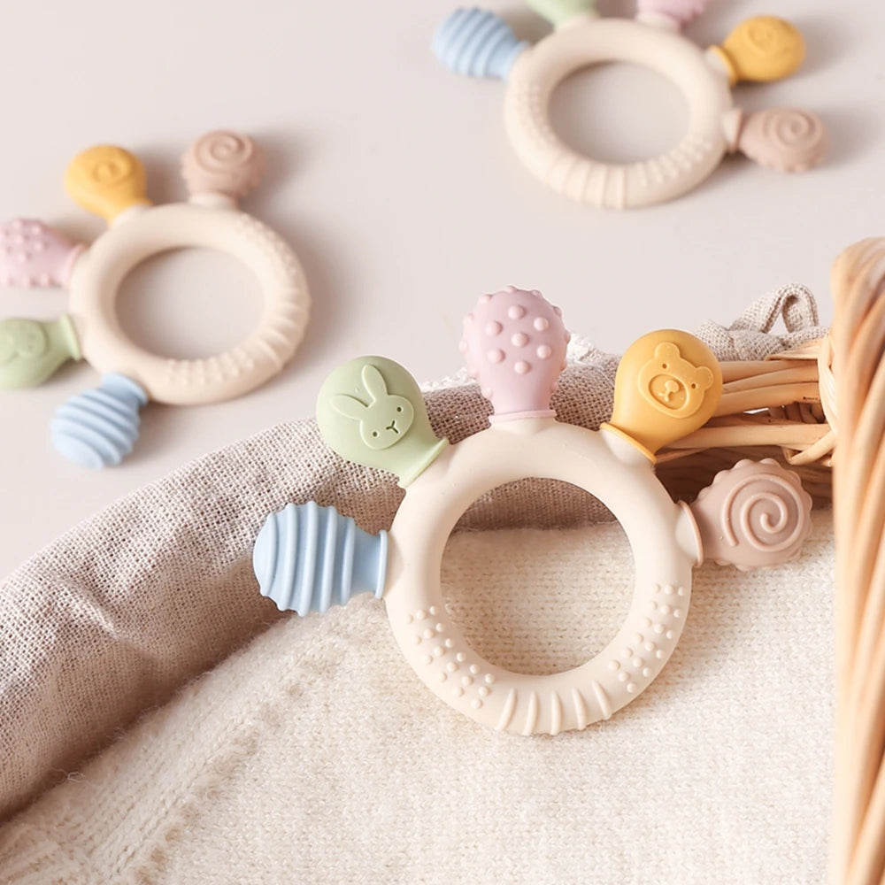 1PC Silicone Baby Teether Anxiety Teething Toys 0 12 Months Chew Beads Sensory Gum Relief Soother Baby 0 12 Months Toys Gifts