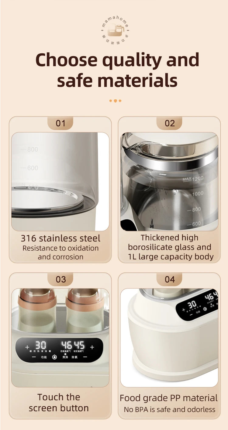 2022 New electric milk glass kettle custom portable warmer bottle steam steriliser and baby food heater in india