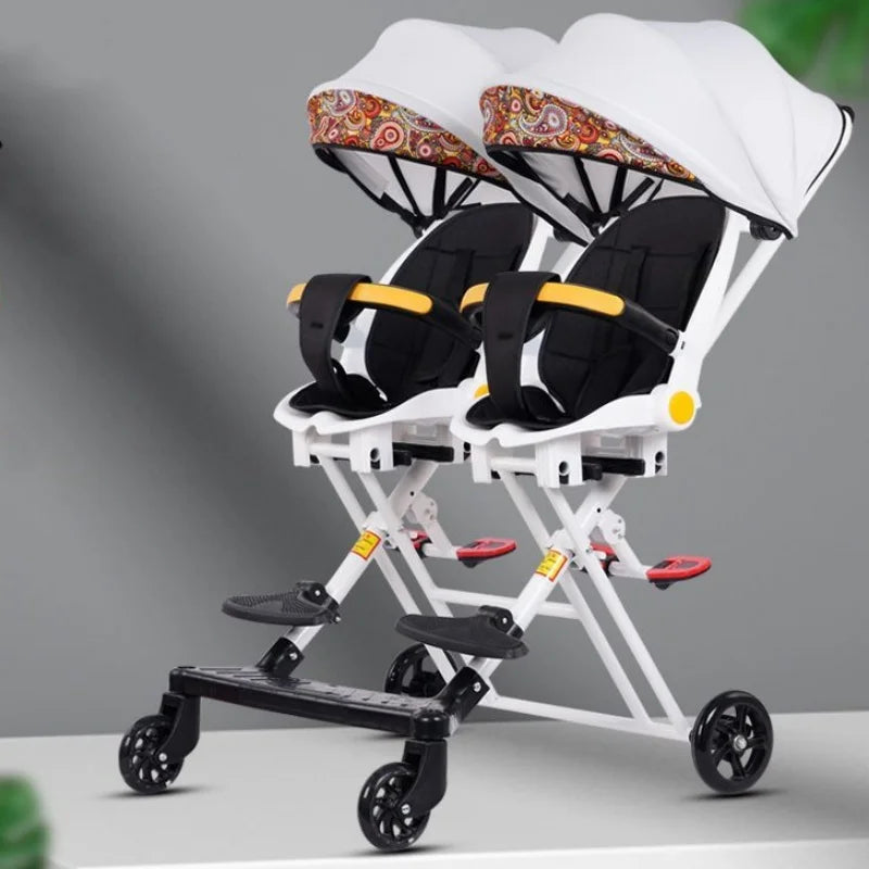 Foldable Baby Stroller For Twins Double Seat 0-5 Years Old Push Chair Baby Stroller Twin Strollers