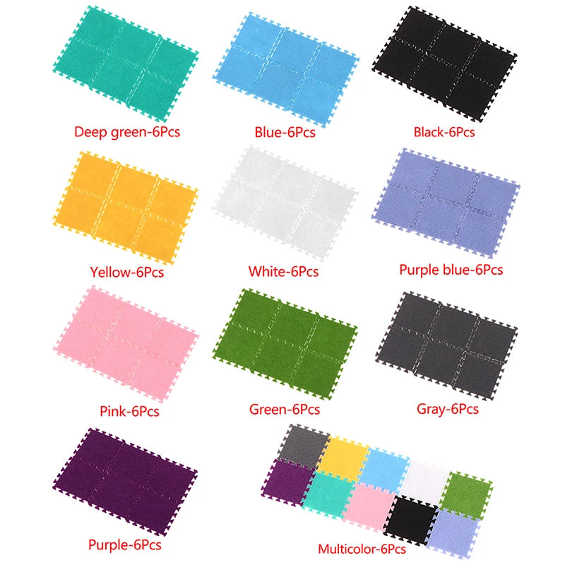 1:12 Dollhouse Miniature DIY Jigsaw Plush Shaggy Carpet Baby Puzzles Playmat Floor Area Rug Playing Mat for Doll House Decor