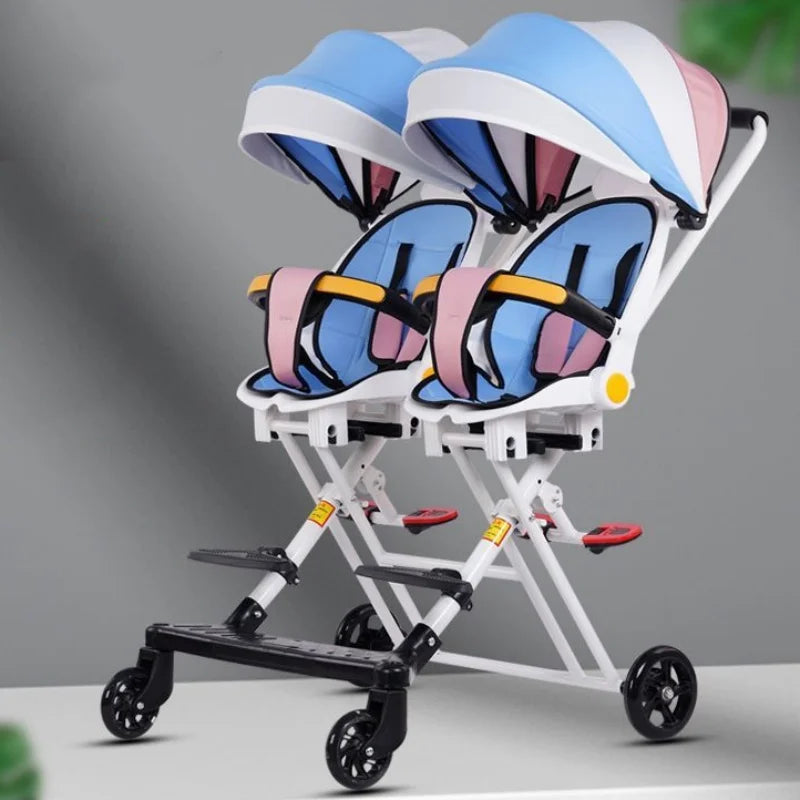 Foldable Baby Stroller For Twins Double Seat 0-5 Years Old Push Chair Baby Stroller Twin Strollers