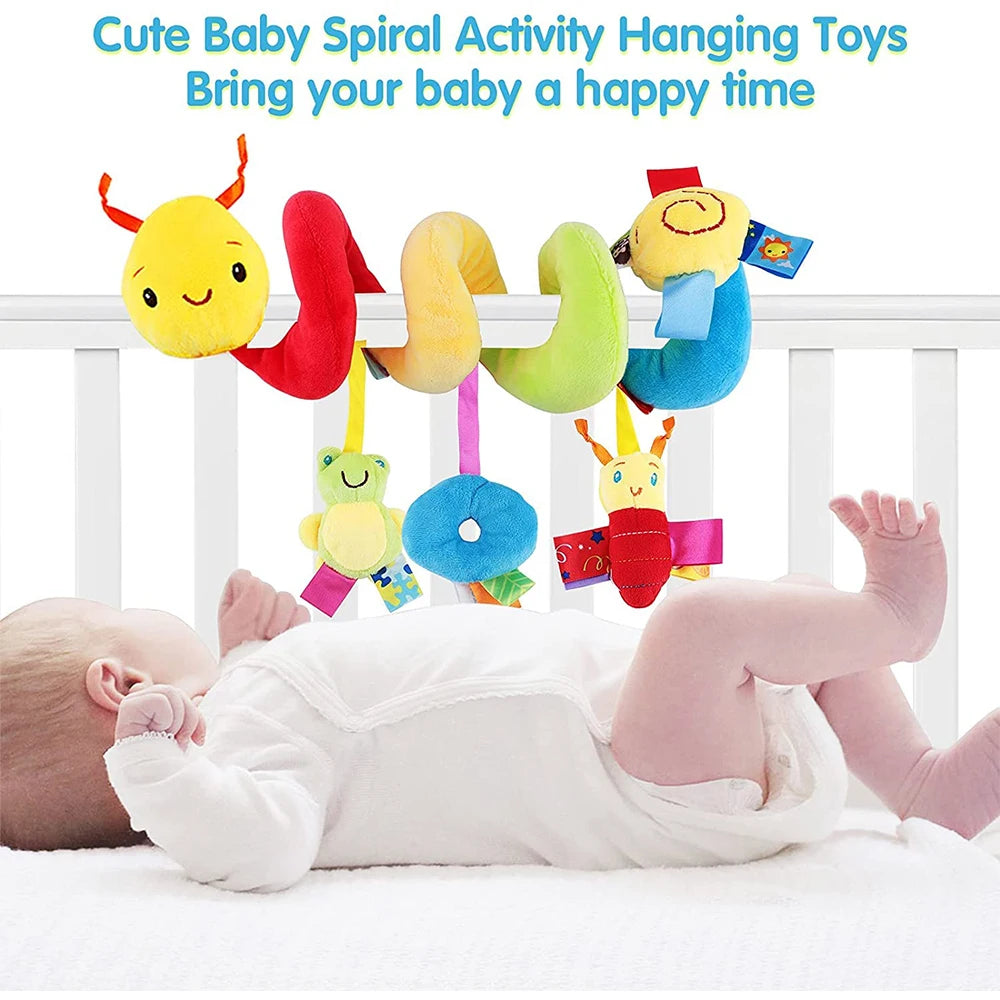 Activity Spiral Plush Hanging Baby Car Seat Toy Wrap Around Pram Pushchair Stroller Sensory Early Education Toy for Toddler Gift