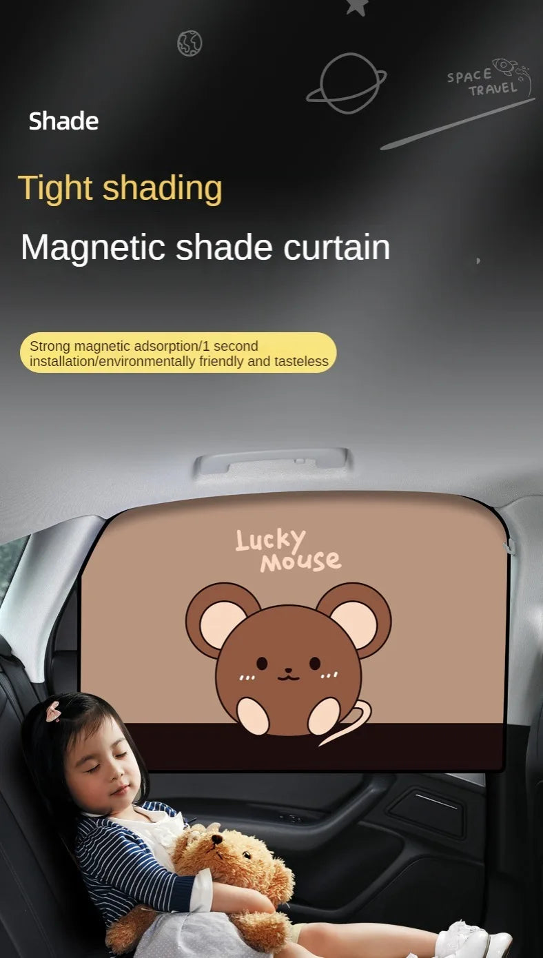 Car Cartoon Cute Animal Magnet Parasol Side Window Sunshades Windshield Sunshade Auto Window Sunshade Cover for Children Baby