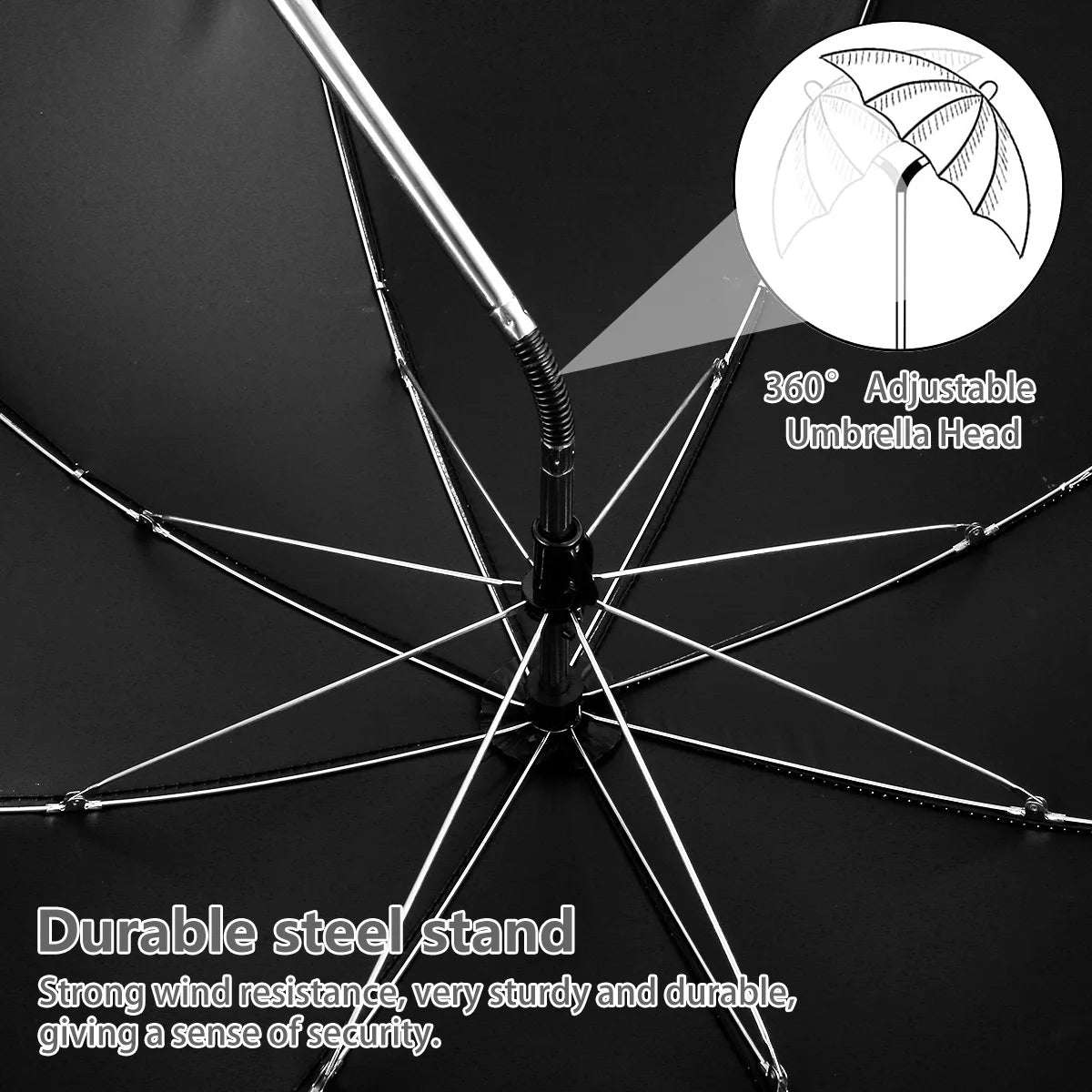 Baby Stroller Folding Umbrella Anti-UV Sun and Rain Umbrella 360° Adjustable Universal Stroller Portable Sunshade