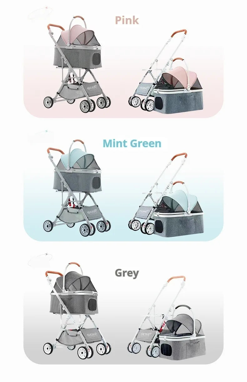 Wholesale Bndc Foldable Stroller baby luxury Baby Separated Basket travel stroller Dog stroller small dog Mobile hot Dog cart