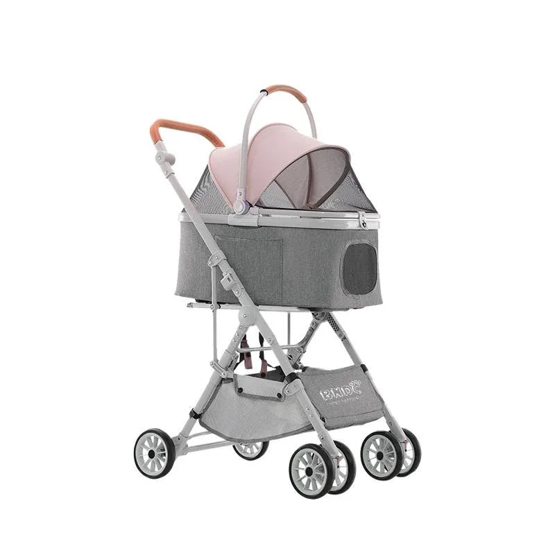Wholesale Bndc Foldable Stroller baby luxury Baby Separated Basket travel stroller Dog stroller small dog Mobile hot Dog cart