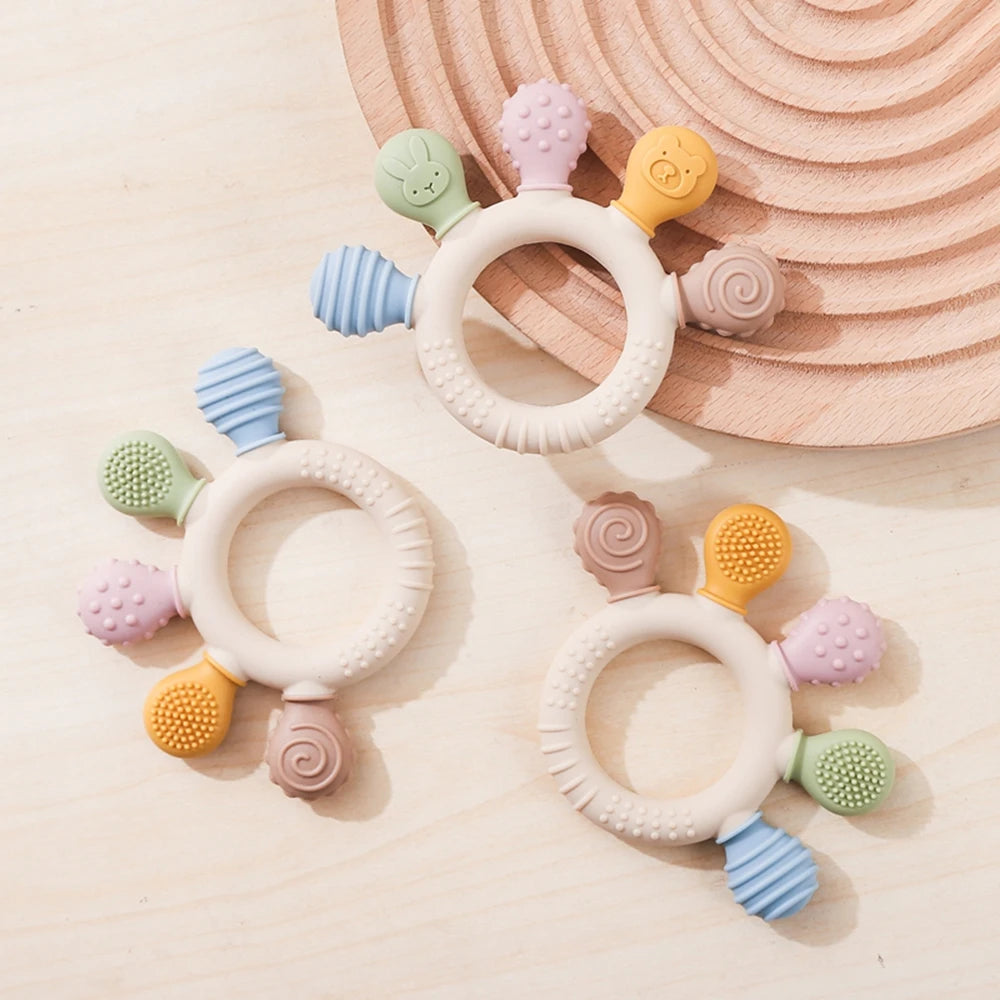 1PC Silicone Baby Teether Anxiety Teething Toys 0 12 Months Chew Beads Sensory Gum Relief Soother Baby 0 12 Months Toys Gifts