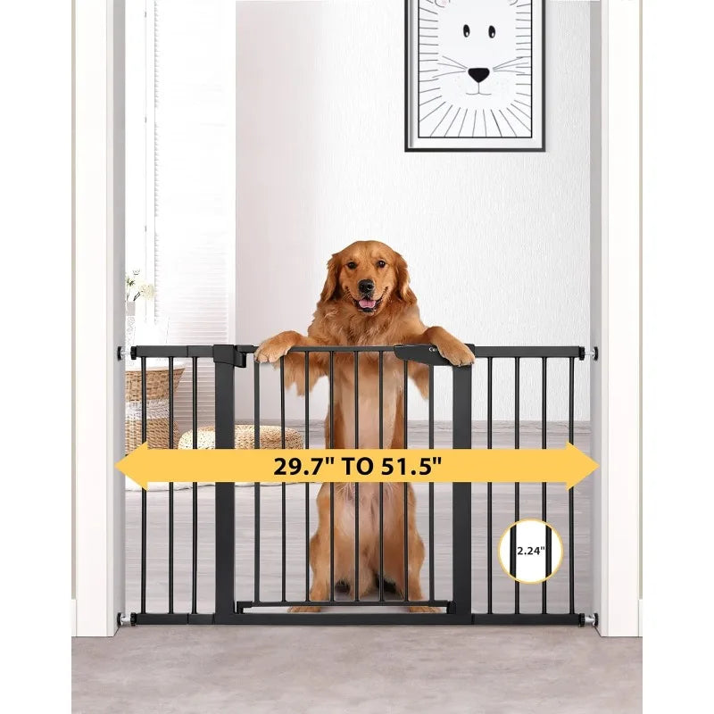 29.7"-51.5" Baby Gate Extra Wide, Safety Dog Gate for Stairs, Easy Walk Thru Auto Close Pet Gates for The House, Doorways