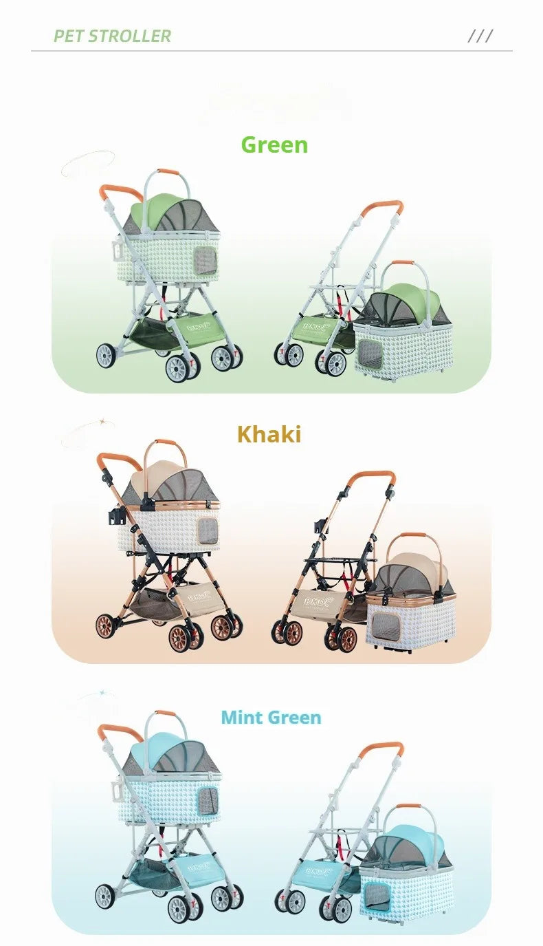 Wholesale Bndc Foldable Stroller baby luxury Baby Separated Basket travel stroller Dog stroller small dog Mobile hot Dog cart