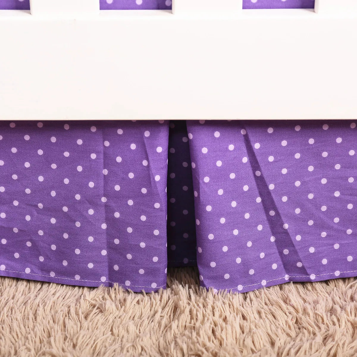 3Pcs Purple Skin-friendly Cotton Crib Fitted Sheet Baby Bedding Set Toddler Bedding Set (Baby Comforter Fitted Sheet Crib Skirt)