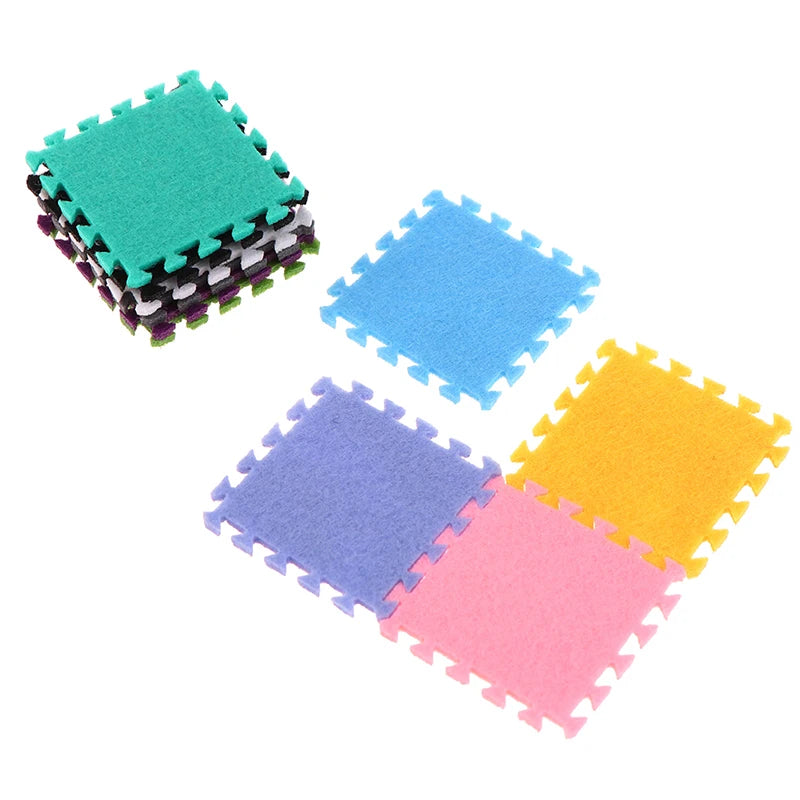 1:12 Dollhouse Miniature DIY Jigsaw Plush Shaggy Carpet Baby Puzzles Playmat Floor Area Rug Playing Mat for Doll House Decor
