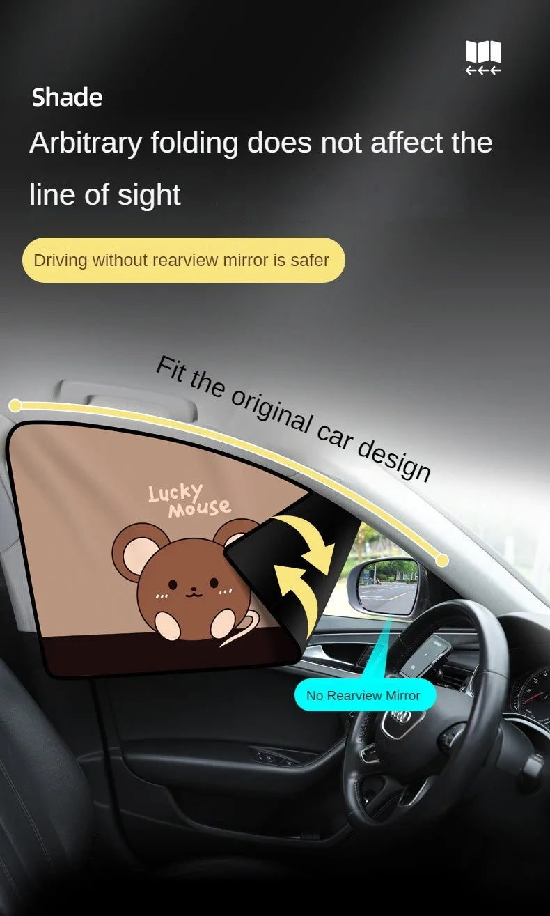 Car Cartoon Cute Animal Magnet Parasol Side Window Sunshades Windshield Sunshade Auto Window Sunshade Cover for Children Baby