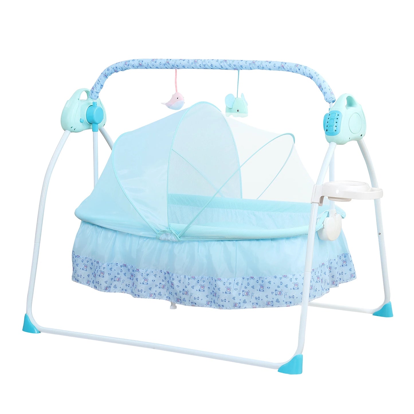 0-18 months Electric Kid Baby Crib Cradle Infant Rocker Auto-Swing Sleeper Bed Cot Bluetooth Blue 25kg