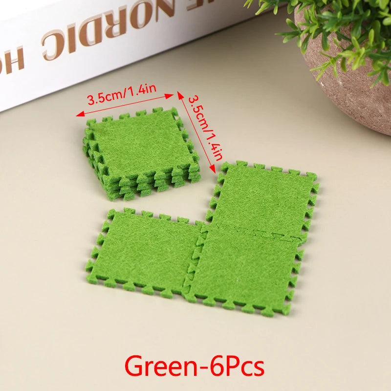 1:12 Dollhouse Miniature DIY Jigsaw Plush Shaggy Carpet Baby Puzzles Playmat Floor Area Rug Playing Mat for Doll House Decor