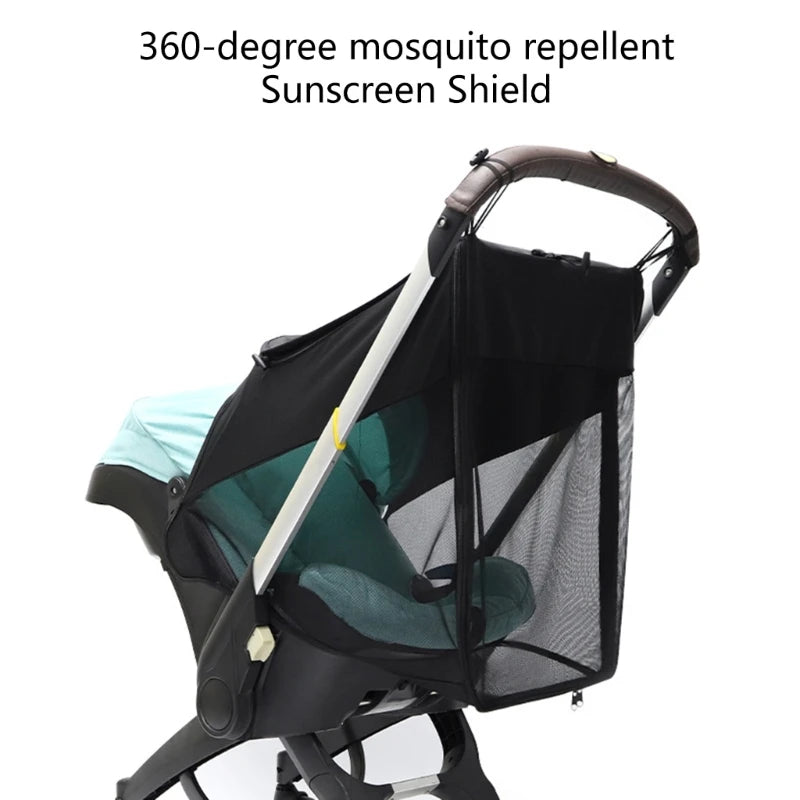 Baby Stroller Sun-Protection Cover UPF50+ UV Pram Sunshade Cover Elastic Pushchair Sun Parasol Mosquito-Net for Carseat