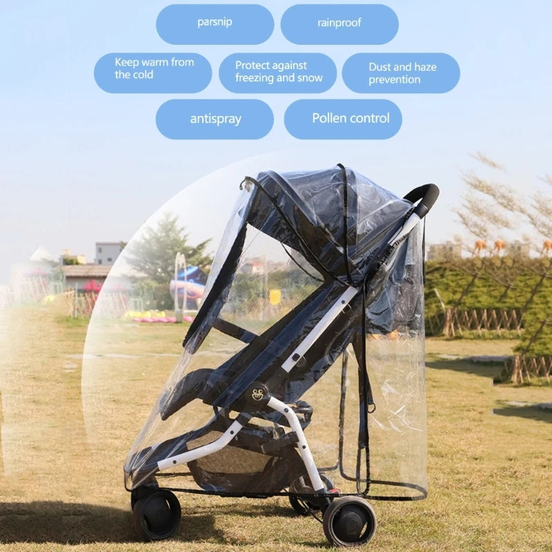 Transparent Baby Strollers Rain Cover Weather Proof & Portable Protective Sleeve 40JC