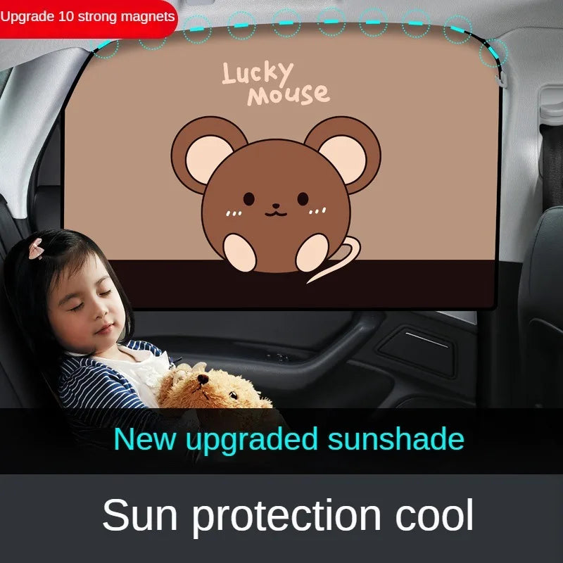 Car Cartoon Cute Animal Magnet Parasol Side Window Sunshades Windshield Sunshade Auto Window Sunshade Cover for Children Baby