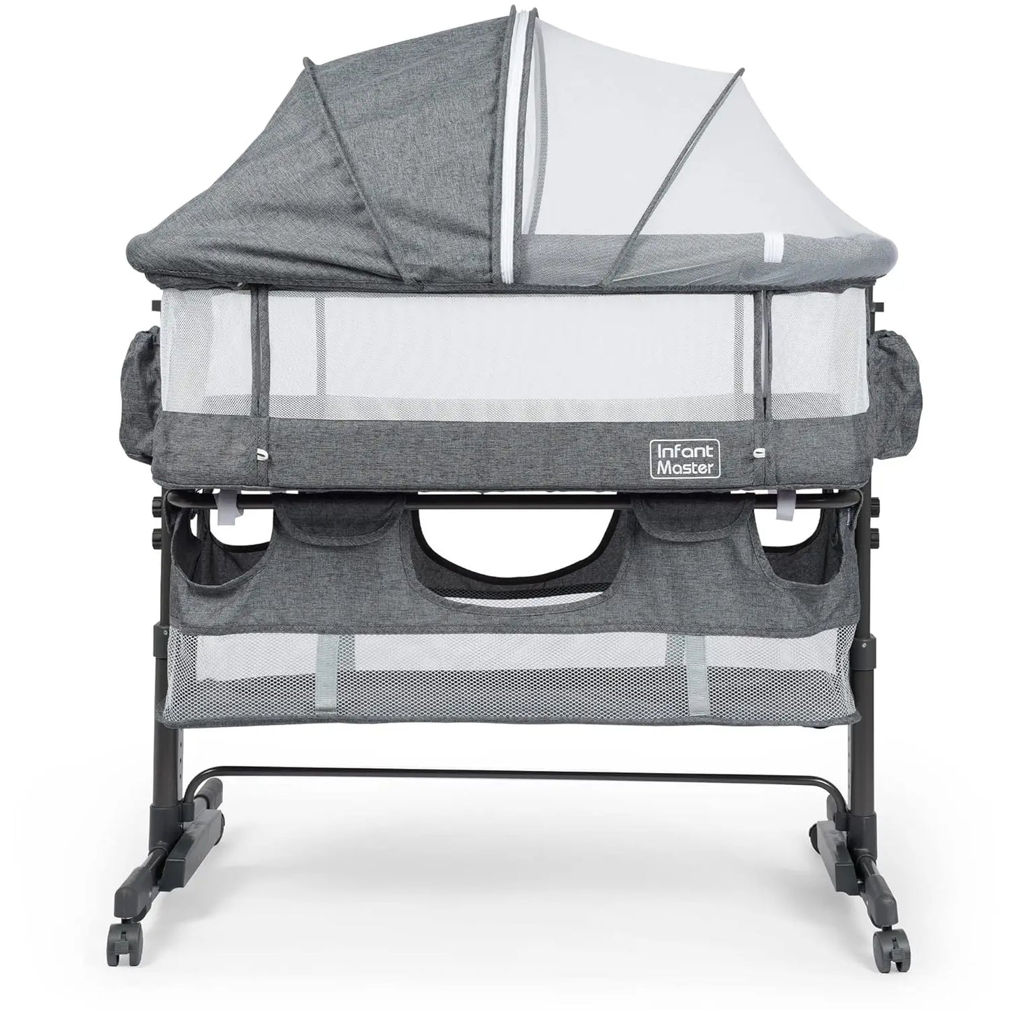 3 in 1 Baby Bassinet, Upgraded Beside Crib with 360° Highly Visible Mesh wall, Comfy Co-sleeper Bassinet with mattress