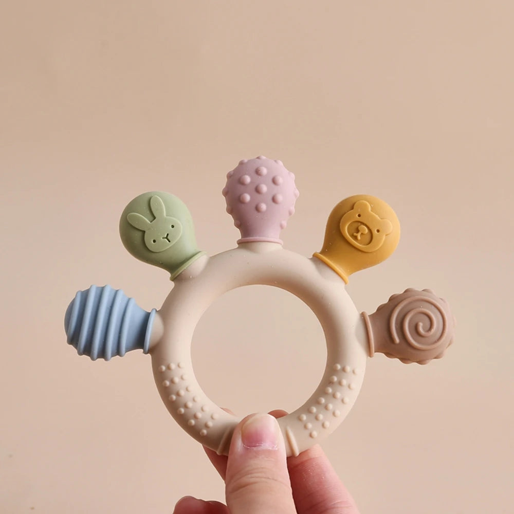 1PC Silicone Baby Teether Anxiety Teething Toys 0 12 Months Chew Beads Sensory Gum Relief Soother Baby 0 12 Months Toys Gifts