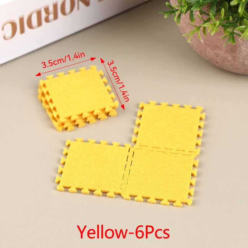 1:12 Dollhouse Miniature DIY Jigsaw Plush Shaggy Carpet Baby Puzzles Playmat Floor Area Rug Playing Mat for Doll House Decor