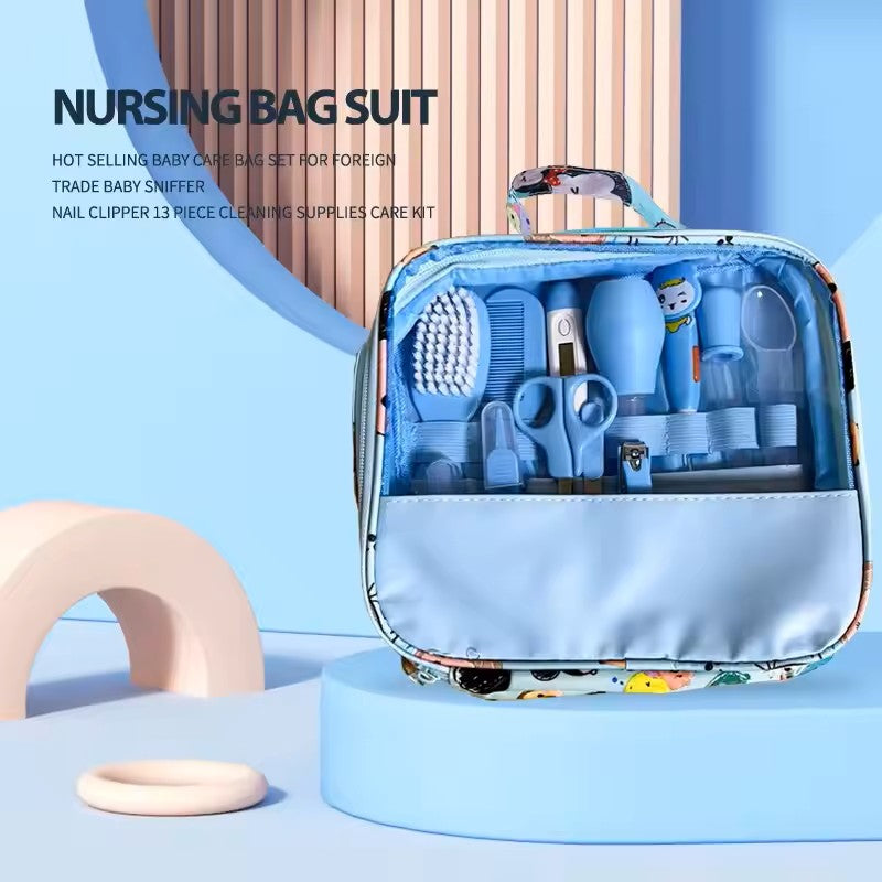 12 PCs Baby Care Kit Kids Hair Nail Healthcare Thermometer Grooming Brush Kit Clipper Scissors Kid Toiletries