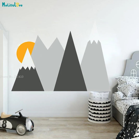 4 Colors Multiple Mountains Wall Stickers Pastel Kids Baby Room Nursery Self-adhesive Lovely Simple Home DÃ©cor YT2468D