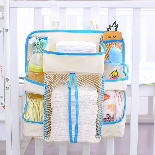 Newborn Baby Crib Hanging Bag anging Baby Diaper Caddy Multi-Function Storage Bag Organizer Diaper Stacker for Changing Table