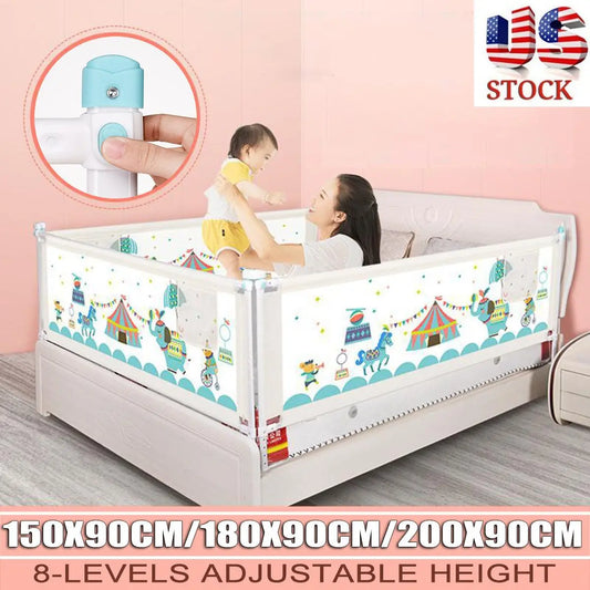 2M Adjustable Baby Bed Fence Playpen Children Bed Care Barrier Fence Safety Kids Gate for Beds Crib Rails Safe Guard US Stock
