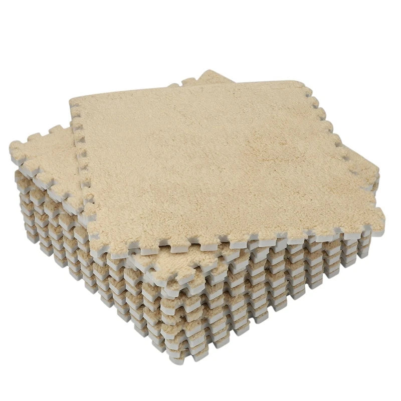 50 Piece Interlocking Foam EVA Fuzzy Mat Flooring Carpet Tiles For Kids - Perfect For Nursery DÃ©cor, Baby Room