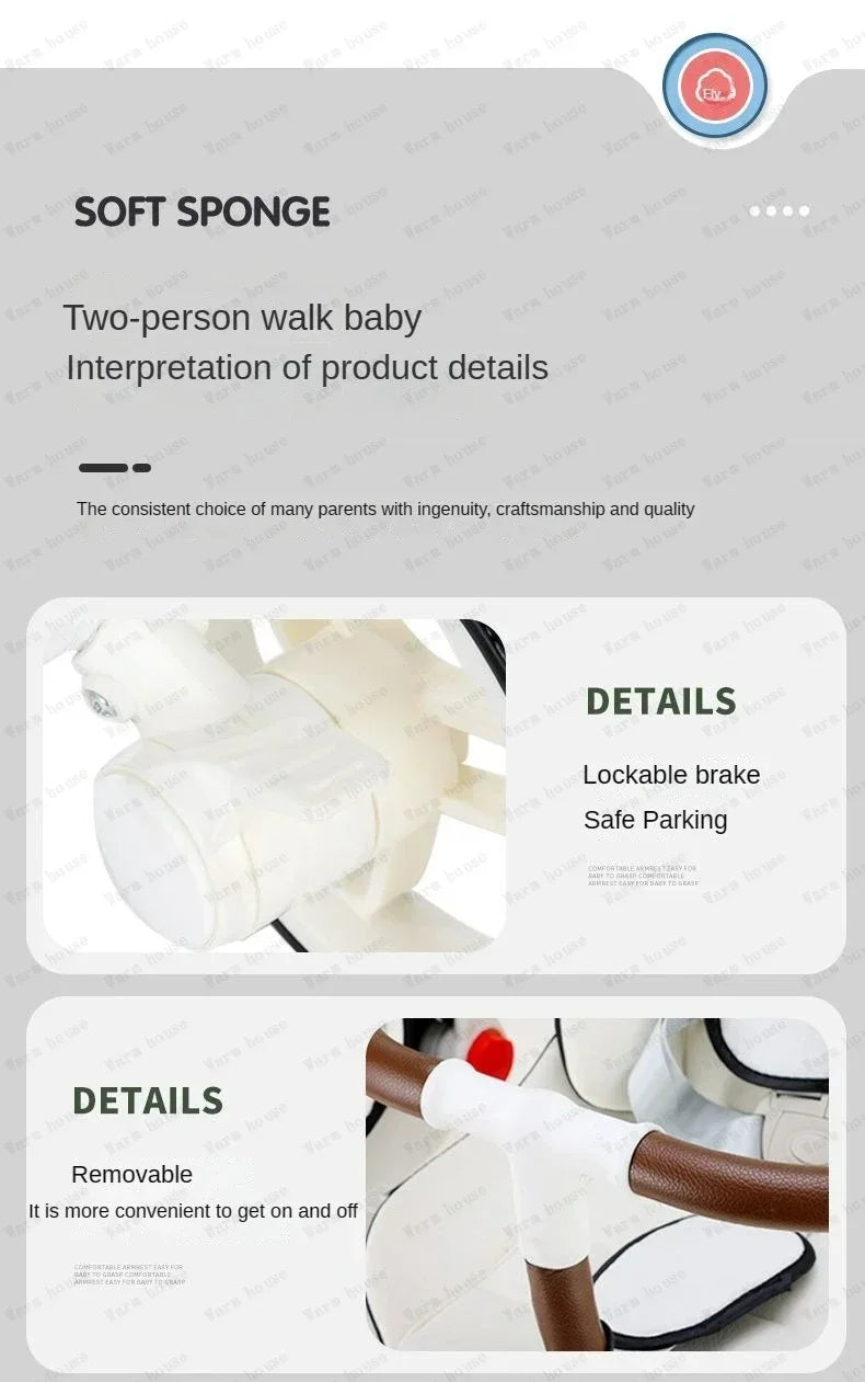 Twin Strollers Double Pushchair Baby Twin Car Lightweight BuggyPram Travel System