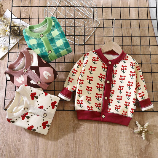 2024 New Knitted Jacket Boys and Girls Must-have Thick Warm Cardigan Autumn and Winter Girls Sweater Baby Boy Sweater