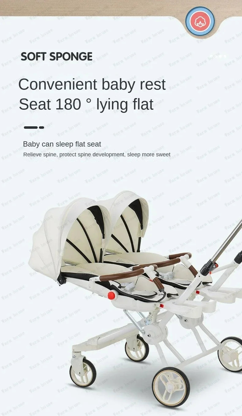 Twin Strollers Double Pushchair Baby Twin Car Lightweight BuggyPram Travel System